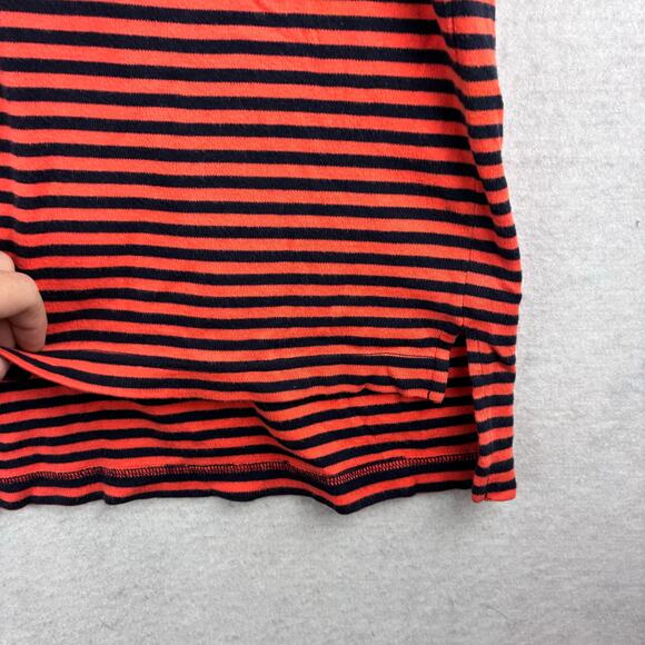 Slazenger Short Sleeve Polo Shirt Mens Large Orange Navy Blue Stripe Golf Casual - Picture 5 of 10